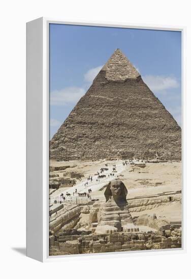 Sphinx in Foreground and Pyramid of Chephren, the Giza Pyramids, Giza, Egypt, North Africa, Africa-Richard Maschmeyer-Framed Premier Image Canvas