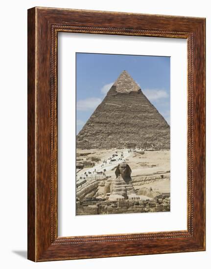 Sphinx in Foreground and Pyramid of Chephren, the Giza Pyramids, Giza, Egypt, North Africa, Africa-Richard Maschmeyer-Framed Photographic Print