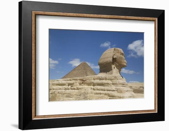 Sphinx in Foreground, and the Great Pyramid of Cheops, the Giza Pyramids-Richard Maschmeyer-Framed Photographic Print