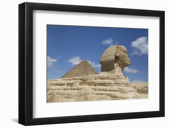 Sphinx in Foreground, and the Great Pyramid of Cheops, the Giza Pyramids-Richard Maschmeyer-Framed Photographic Print