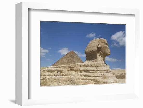 Sphinx in Foreground, and the Great Pyramid of Cheops, the Giza Pyramids-Richard Maschmeyer-Framed Photographic Print