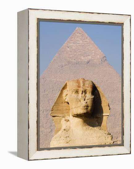 Sphynx and the Pyramid of Khafre, Giza, Near Cairo, Egypt-Schlenker Jochen-Framed Premier Image Canvas