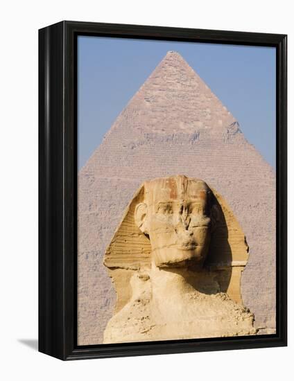 Sphynx and the Pyramid of Khafre, Giza, Near Cairo, Egypt-Schlenker Jochen-Framed Premier Image Canvas