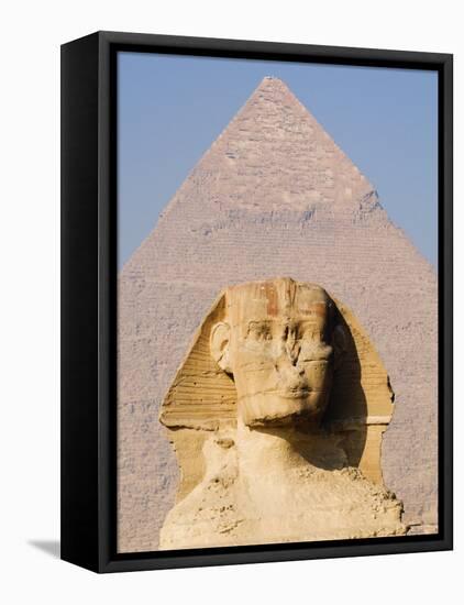 Sphynx and the Pyramid of Khafre, Giza, Near Cairo, Egypt-Schlenker Jochen-Framed Premier Image Canvas