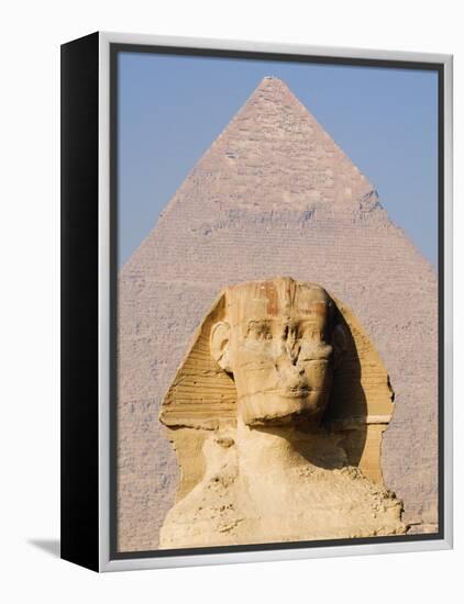 Sphynx and the Pyramid of Khafre, Giza, Near Cairo, Egypt-Schlenker Jochen-Framed Premier Image Canvas