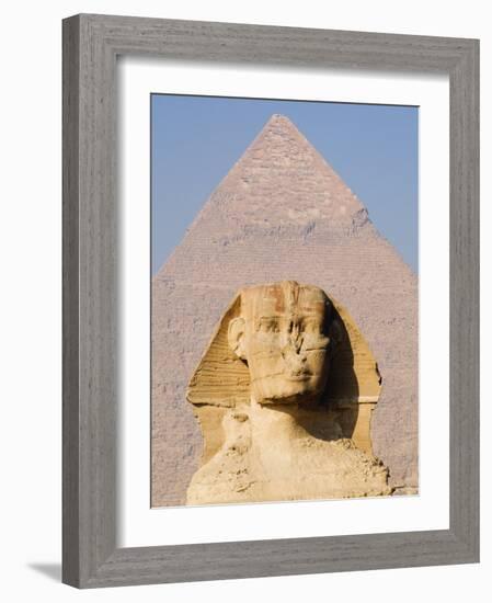 Sphynx and the Pyramid of Khafre, Giza, Near Cairo, Egypt-Schlenker Jochen-Framed Photographic Print