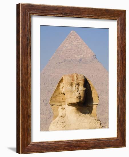 Sphynx and the Pyramid of Khafre, Giza, Near Cairo, Egypt-Schlenker Jochen-Framed Photographic Print