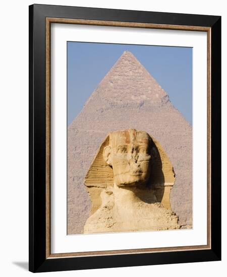 Sphynx and the Pyramid of Khafre, Giza, Near Cairo, Egypt-Schlenker Jochen-Framed Photographic Print