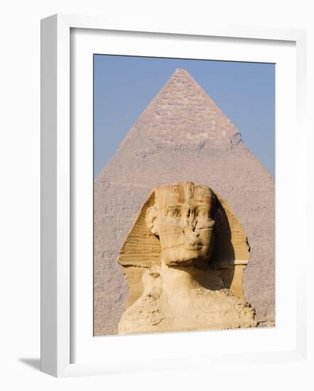 Sphynx and the Pyramid of Khafre, Giza, Near Cairo, Egypt-Schlenker Jochen-Framed Photographic Print