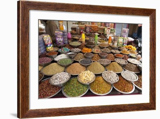 Spice and Sweet Stall in the Market, Ahmedabad, Gujarat, India-Annie Owen-Framed Photographic Print