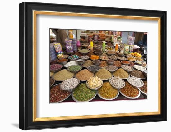 Spice and Sweet Stall in the Market, Ahmedabad, Gujarat, India-Annie Owen-Framed Photographic Print