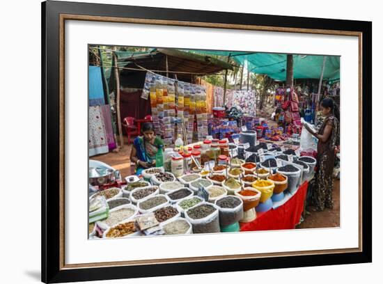 Spice Shop at the Wednesday Flea Market in Anjuna, Goa, India, Asia-Yadid Levy-Framed Photographic Print