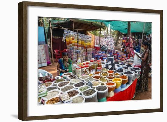 Spice Shop at the Wednesday Flea Market in Anjuna, Goa, India, Asia-Yadid Levy-Framed Photographic Print