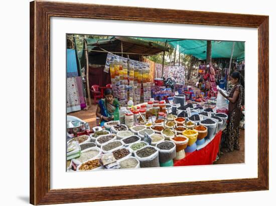 Spice Shop at the Wednesday Flea Market in Anjuna, Goa, India, Asia-Yadid Levy-Framed Photographic Print