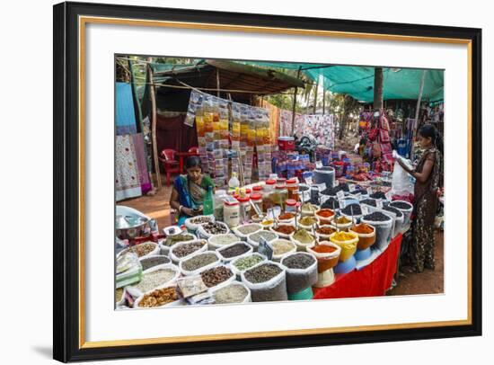 Spice Shop at the Wednesday Flea Market in Anjuna, Goa, India, Asia-Yadid Levy-Framed Photographic Print