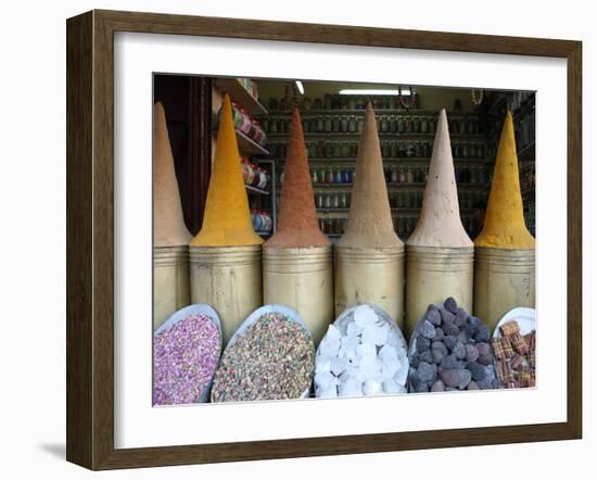 Spice Shop, Marrakech, Morocco, North Africa, Africa-Vincenzo Lombardo-Framed Photographic Print