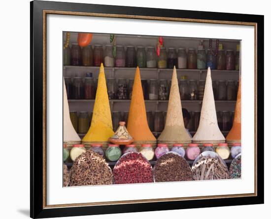 Spice Stall in the Souk, Medina, Marrakech, Morocco, North Africa, Africa-Martin Child-Framed Photographic Print