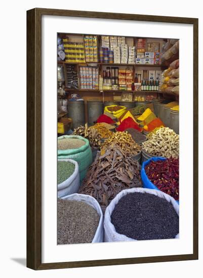 Spice Store, Medina, Fes, Morocco, North Africa, Africa-Doug Pearson-Framed Photographic Print