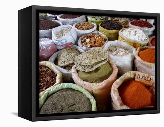 Spices and Dried Foods on Sale in Wuhan, Hubei Province, China-Andrew Mcconnell-Framed Premier Image Canvas