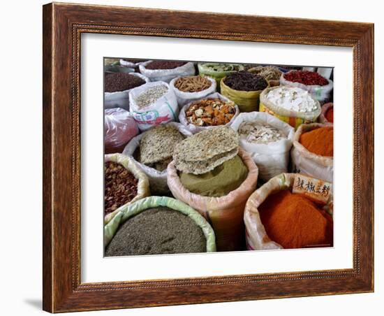 Spices and Dried Foods on Sale in Wuhan, Hubei Province, China-Andrew Mcconnell-Framed Photographic Print