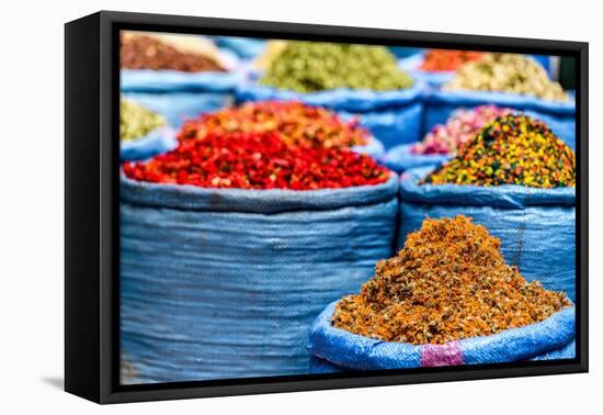 Spices and herbs for sale in Marrakech souk, Morocco, North Africa, Africa-Roberto Moiola-Framed Premier Image Canvas