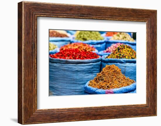 Spices and herbs for sale in Marrakech souk, Morocco, North Africa, Africa-Roberto Moiola-Framed Photographic Print