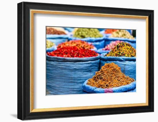 Spices and herbs for sale in Marrakech souk, Morocco, North Africa, Africa-Roberto Moiola-Framed Photographic Print