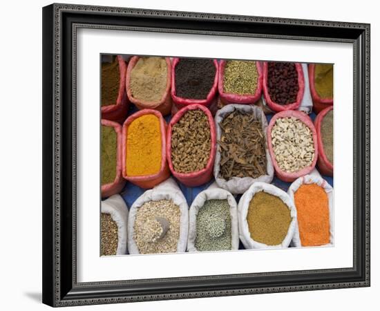 Spices and Pulses in Market, Manakha, Sana'a Province, Yemen-Peter Adams-Framed Photographic Print