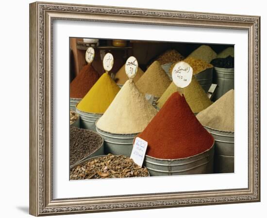 Spices for Sale in Spices Souk, the Mellah, Marrakech, Morocco-Lee Frost-Framed Photographic Print