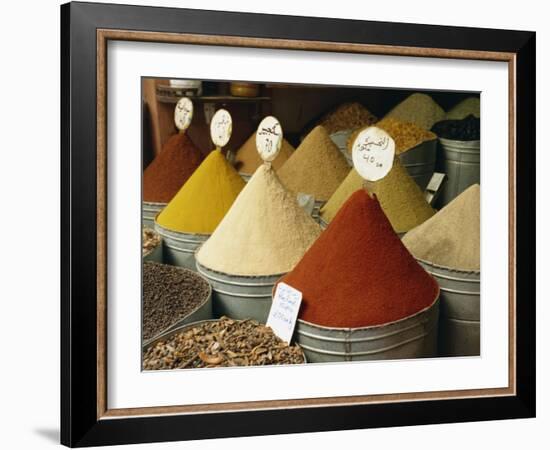 Spices for Sale in Spices Souk, the Mellah, Marrakech, Morocco-Lee Frost-Framed Photographic Print