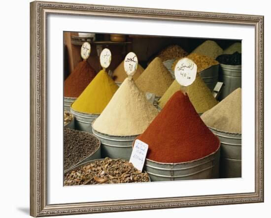 Spices for Sale in Spices Souk, the Mellah, Marrakech, Morocco-Lee Frost-Framed Photographic Print