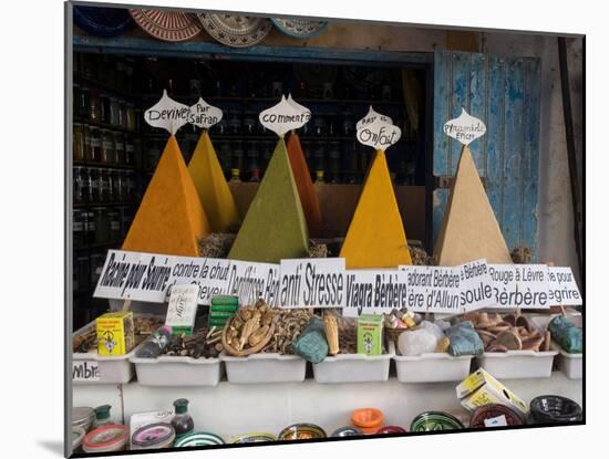 Spices for sale in the market, Essaouira, Morocco-null-Mounted Photographic Print