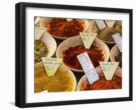 Spices for Sale on Market in the Rue Ste. Claire, Annecy, Haute Savoie, Rhone-Alpes, France-Ruth Tomlinson-Framed Photographic Print