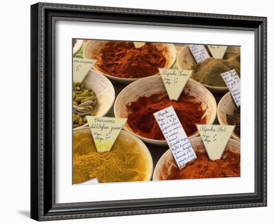 Spices for Sale on Market in the Rue Ste. Claire, Annecy, Haute Savoie, Rhone-Alpes, France-Ruth Tomlinson-Framed Photographic Print