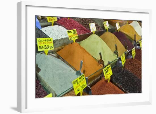 Spices for Sale, Spice Bazaar, Istanbul, Turkey, Western Asia-Martin Child-Framed Photographic Print