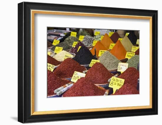 Spices for Sale, Spice Bazaar, Istanbul, Turkey, Western Asia-Martin Child-Framed Photographic Print