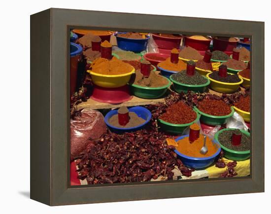 Spices on Sale in Market, Tunisia, North Africa, Africa-Lightfoot Jeremy-Framed Premier Image Canvas