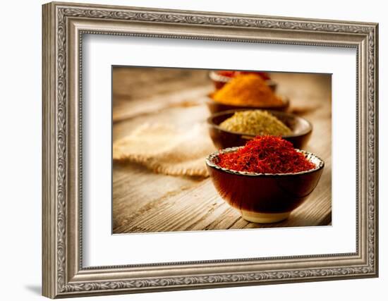 Spices: Saffron, Turmeric, Curry-Subbotina Anna-Framed Photographic Print