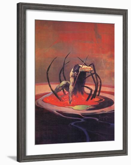 Spider and Man-Frank Frazetta-Framed Art Print