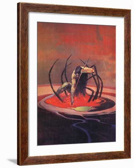 Spider and Man-Frank Frazetta-Framed Art Print