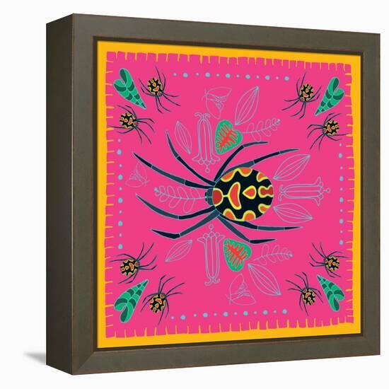 Spider, Pink Crab Spider-Belen Mena-Framed Premier Image Canvas