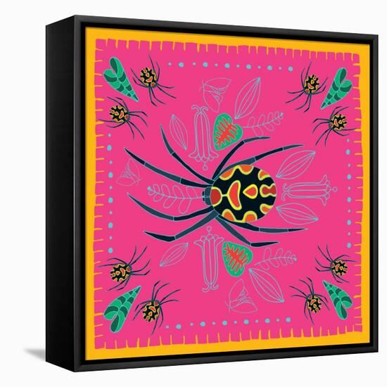 Spider, Pink Crab Spider-Belen Mena-Framed Premier Image Canvas