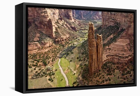 Spider Rock Viewpoint and Canyon de Chelly River, Chinle, Arizona-Michel Hersen-Framed Premier Image Canvas