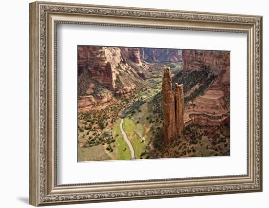 Spider Rock Viewpoint and Canyon de Chelly River, Chinle, Arizona-Michel Hersen-Framed Photographic Print
