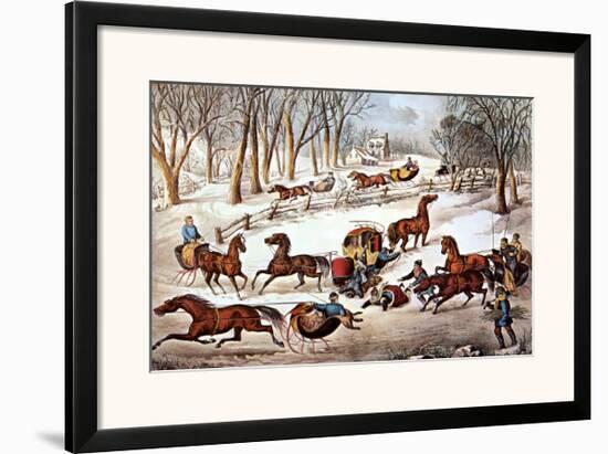 Spill, Out on the Snow-Currier & Ives-Framed Art Print