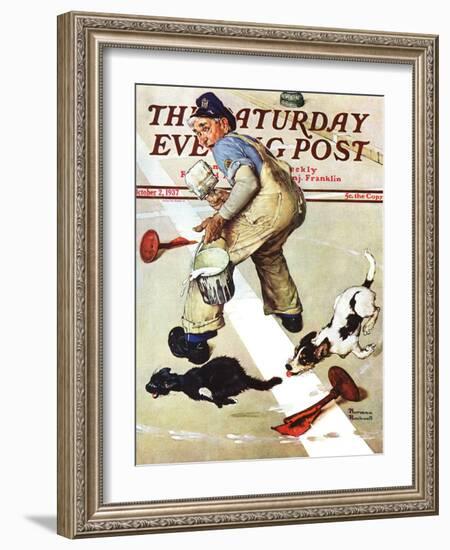 "Spilled Paint" Saturday Evening Post Cover, October 2,1937-Norman Rockwell-Framed Giclee Print