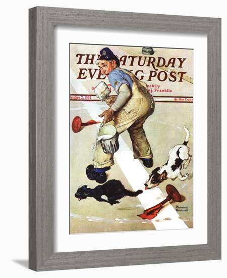 "Spilled Paint" Saturday Evening Post Cover, October 2,1937-Norman Rockwell-Framed Giclee Print