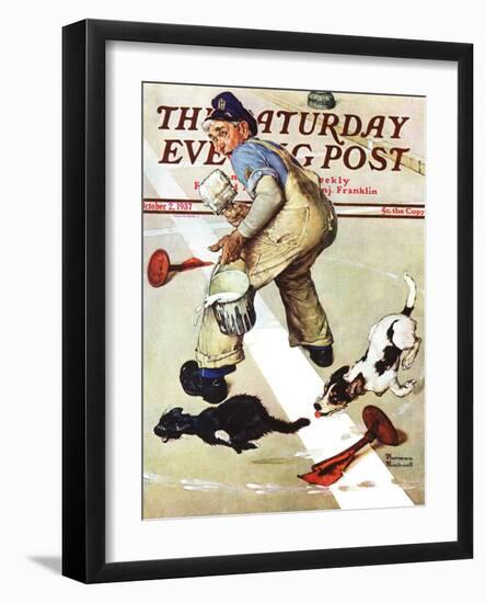 "Spilled Paint" Saturday Evening Post Cover, October 2,1937-Norman Rockwell-Framed Giclee Print