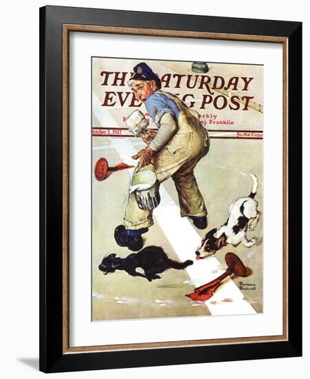 "Spilled Paint" Saturday Evening Post Cover, October 2,1937-Norman Rockwell-Framed Giclee Print