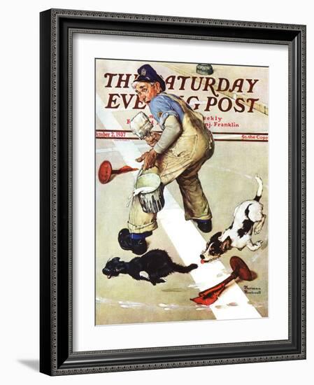 "Spilled Paint" Saturday Evening Post Cover, October 2,1937-Norman Rockwell-Framed Giclee Print